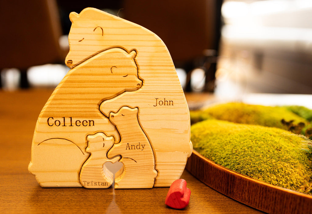 Personalized Wooden Bear Family Puzzle, Baby Puzzle, Family Name, Gift for Dad, and Unique Home Decor, Gift for Parents, Gift for Mum