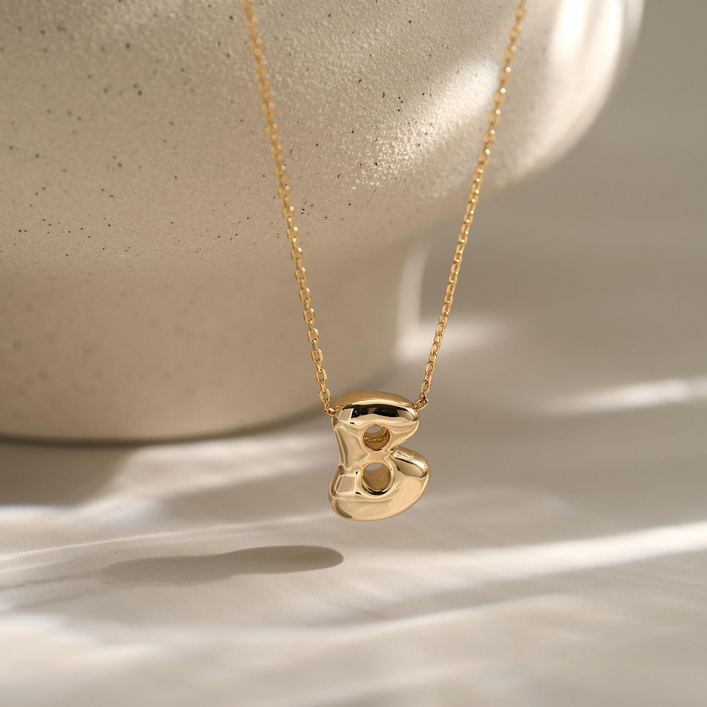 Custom Bubble Letter Necklace, Dainty 3D Letter Name Necklace, Initial Letter Necklace, Personalized Jewelry, Gift for Her, Christmas Gift