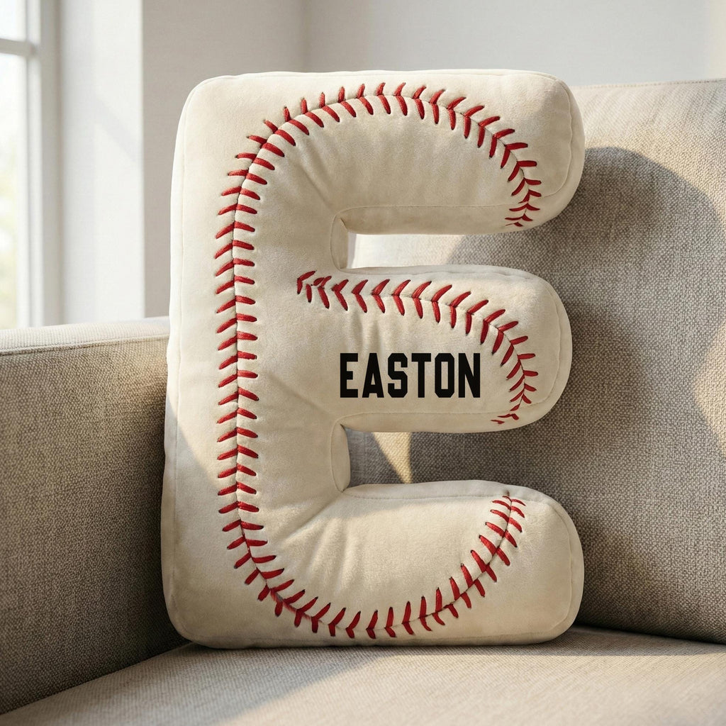 Personalized Baseball Lover Gift, Custom Name Baseball Pillow, Baseball Name Pillow, Baseball Kids Gift, Fan Gift, Flat Printed Design