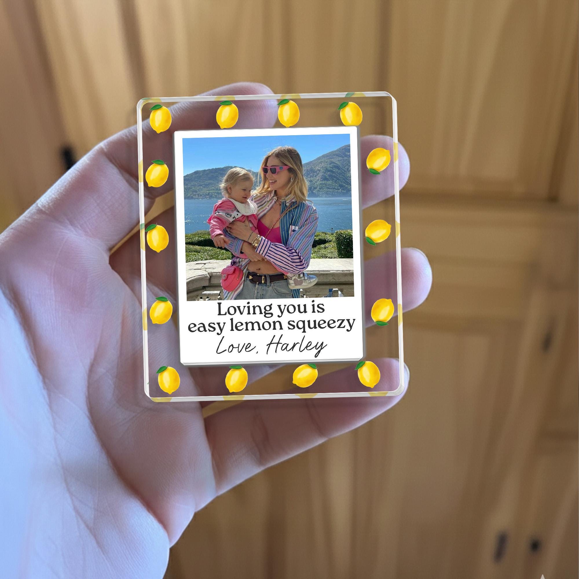 Personalized Mother's Day Photo Magnet_ Custom Kids Photo Magnet, Strawberry Magnet, Gift for Grandma, Mothers Day Gift for Mom, Nana, Mimi