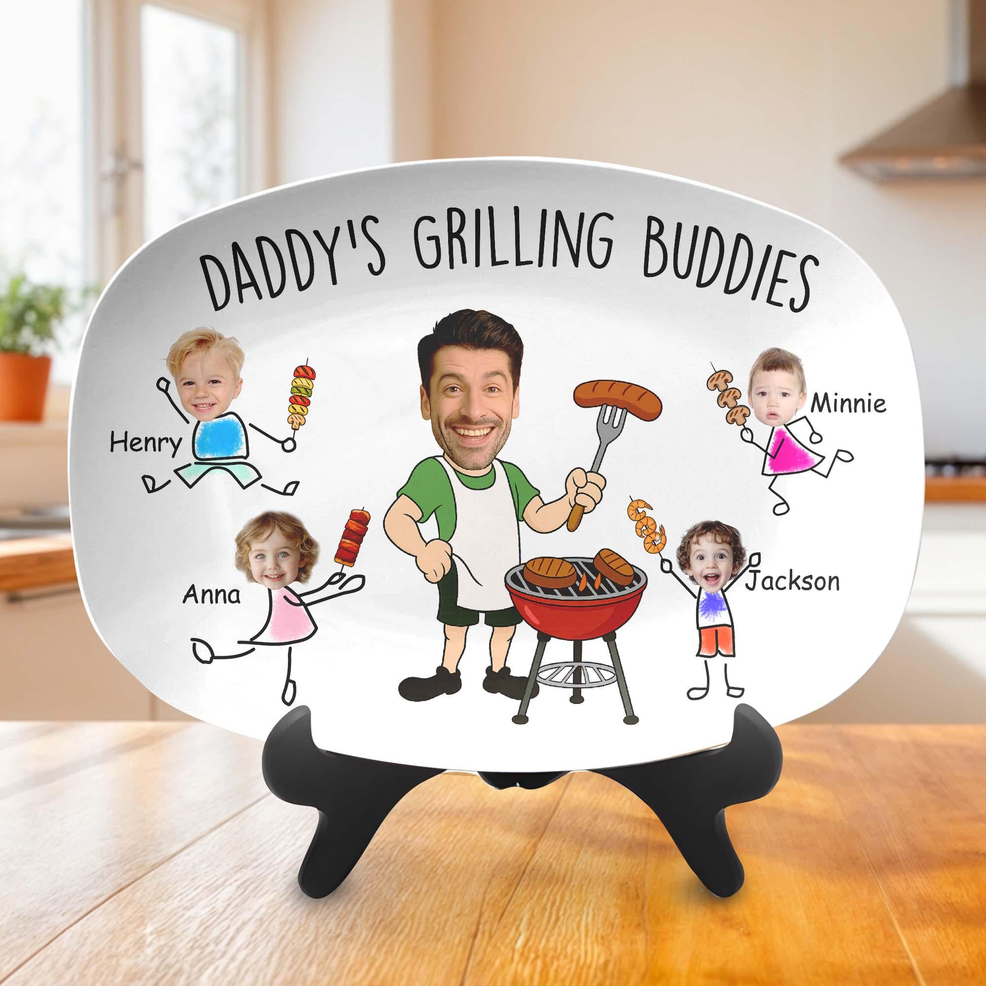 Custom Dad’s Grilling Plate, Father’s Day Gift From Kids, Personalized Grilling Plate, Grilling Plate Gift With Kids Names, BBQ Gift for Dad
