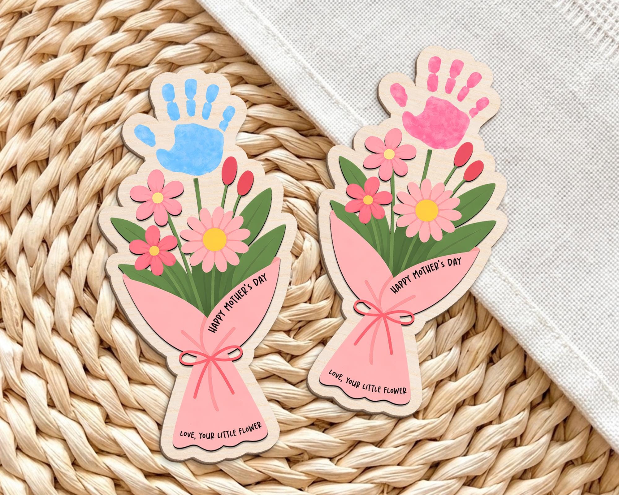 Personalized Mother’s Day Handprint Flower Sign, DIY First Mother's Day Handprint Sign, New Mom Mothers Day Gifts From Kids, Gift for Mom