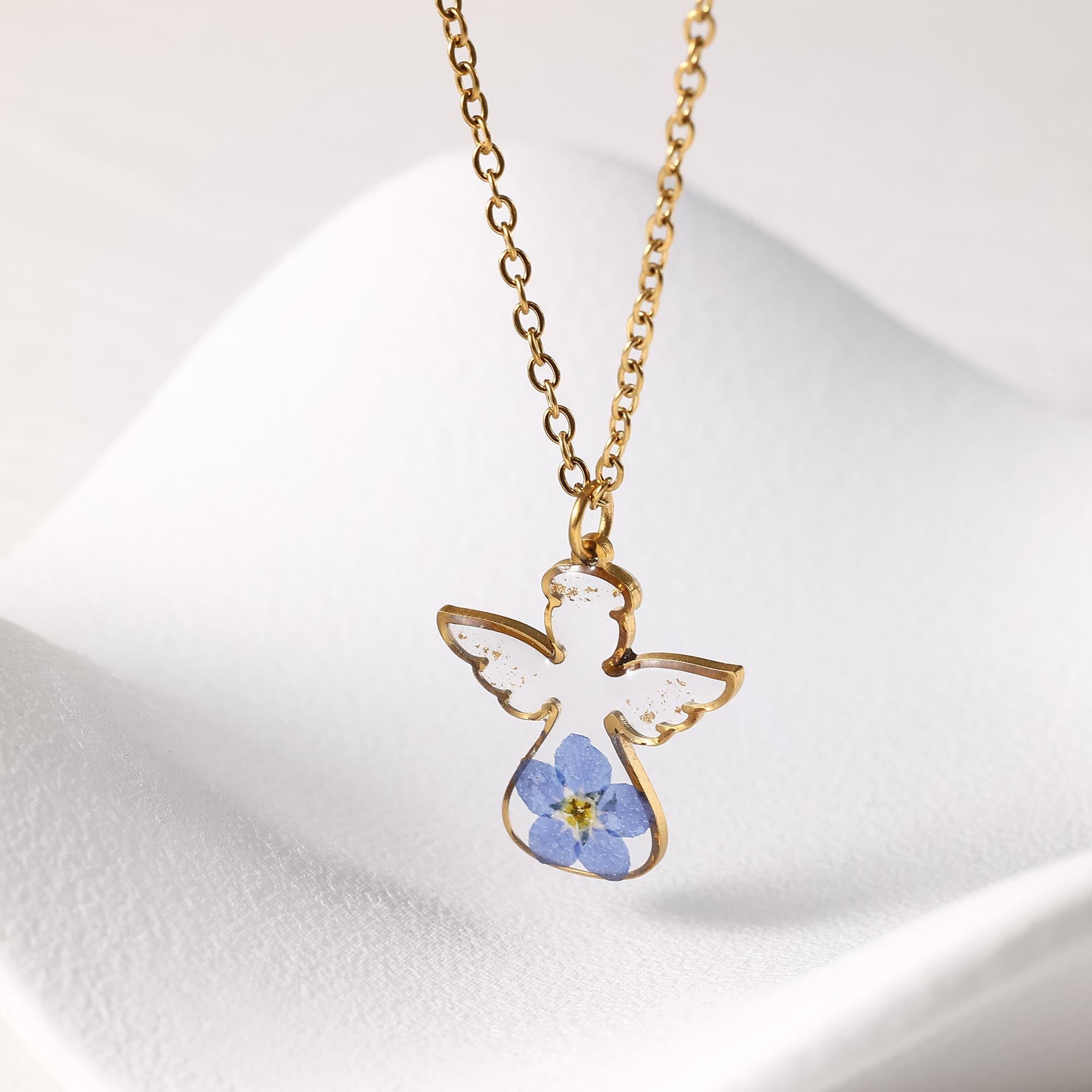 Guardian Angel Forget Me Not Necklace, Handmade Memorial Jewelry, Baby Loss, Grieving Mom Gift, Pregnancy Loss, Miscarriage Gift for Her