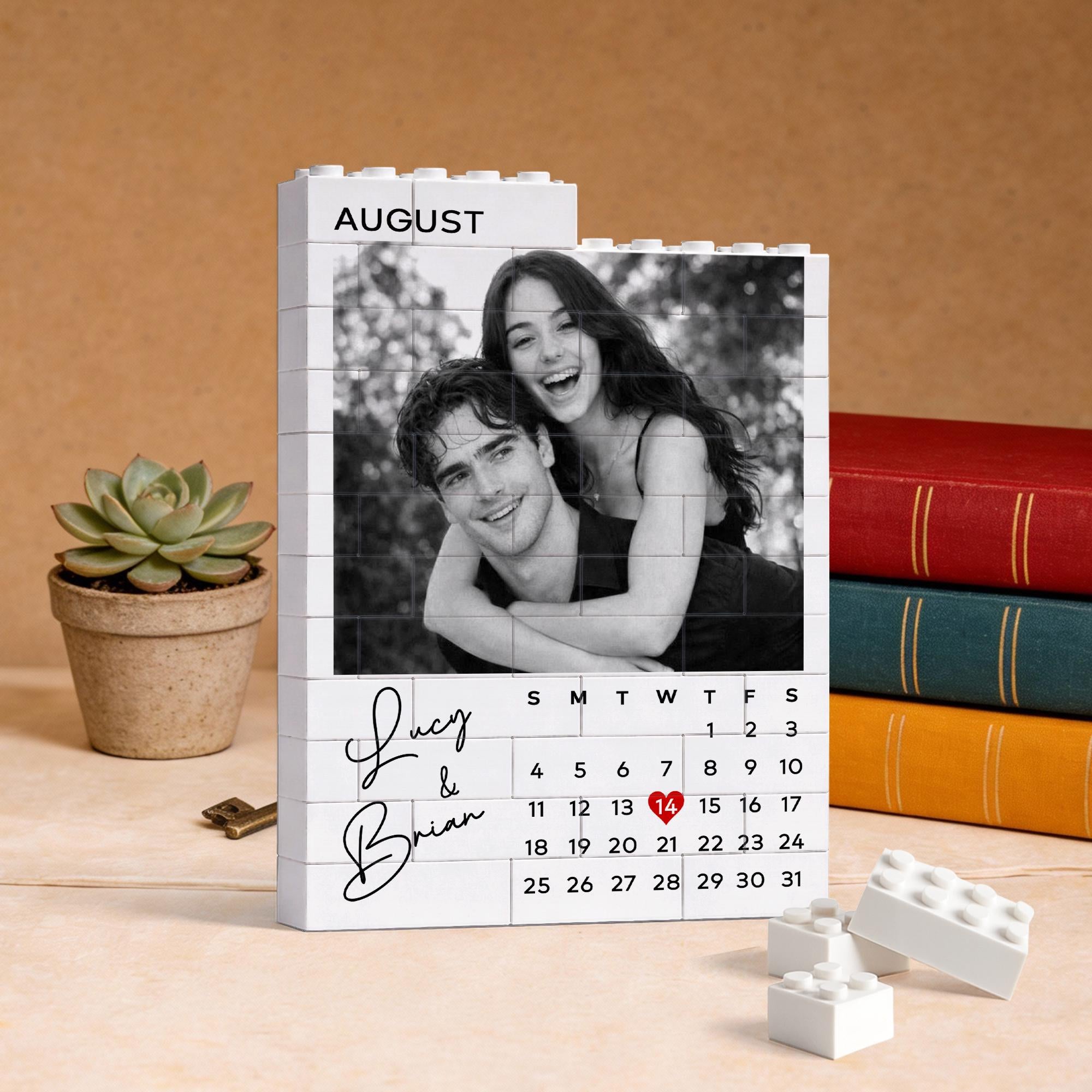 Custom Photo Building Blocks for Couples, Calendar Block Valentines Day Gift, Gamer Boyfriend Valentine Gifts, Couple Gift, Anniversary Gift