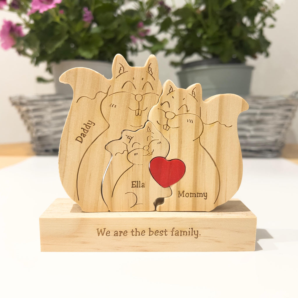 Wooden Squirrel Family Puzzle, Custom Family Gift, Graduation Gift, Housewarming Gift, Baby Shower Gift, Home Decor, Gift for Kids, Baptism