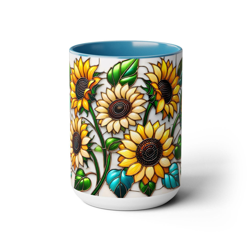 Sunflower Mug, Stained Glass Style Coffee Cup, Sunflower Coffee Mug, Sunflower Gifts for Women Mom Nana Sister, Christmas Gifts 15oz
