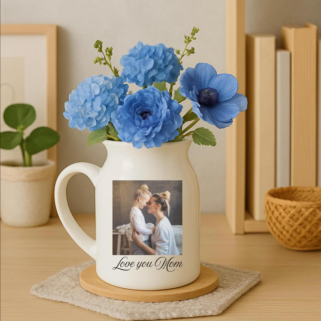 Personalised Nana Grandma Floral Ceramic Vase, Custom Photo Mother's Day Flower Vase, Mothers Day Gift, Personalized Photo Gifts, Nana Gift