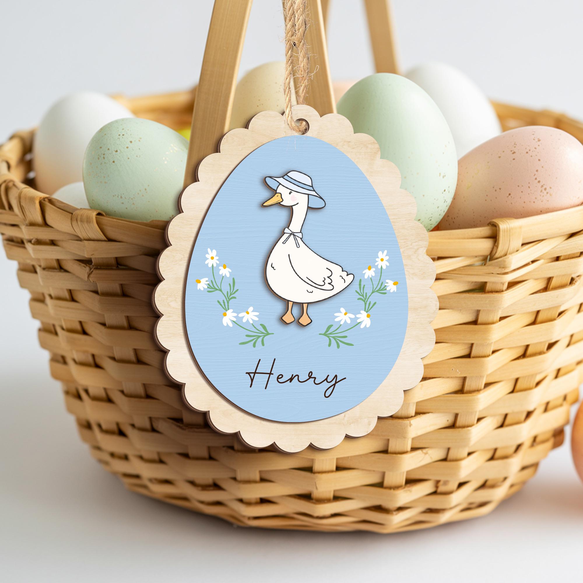 Custom Easter Basket Tags_ Bunny Goose Chick Name Tags, Easter Basket Name Tags, Easter Gifts Kids