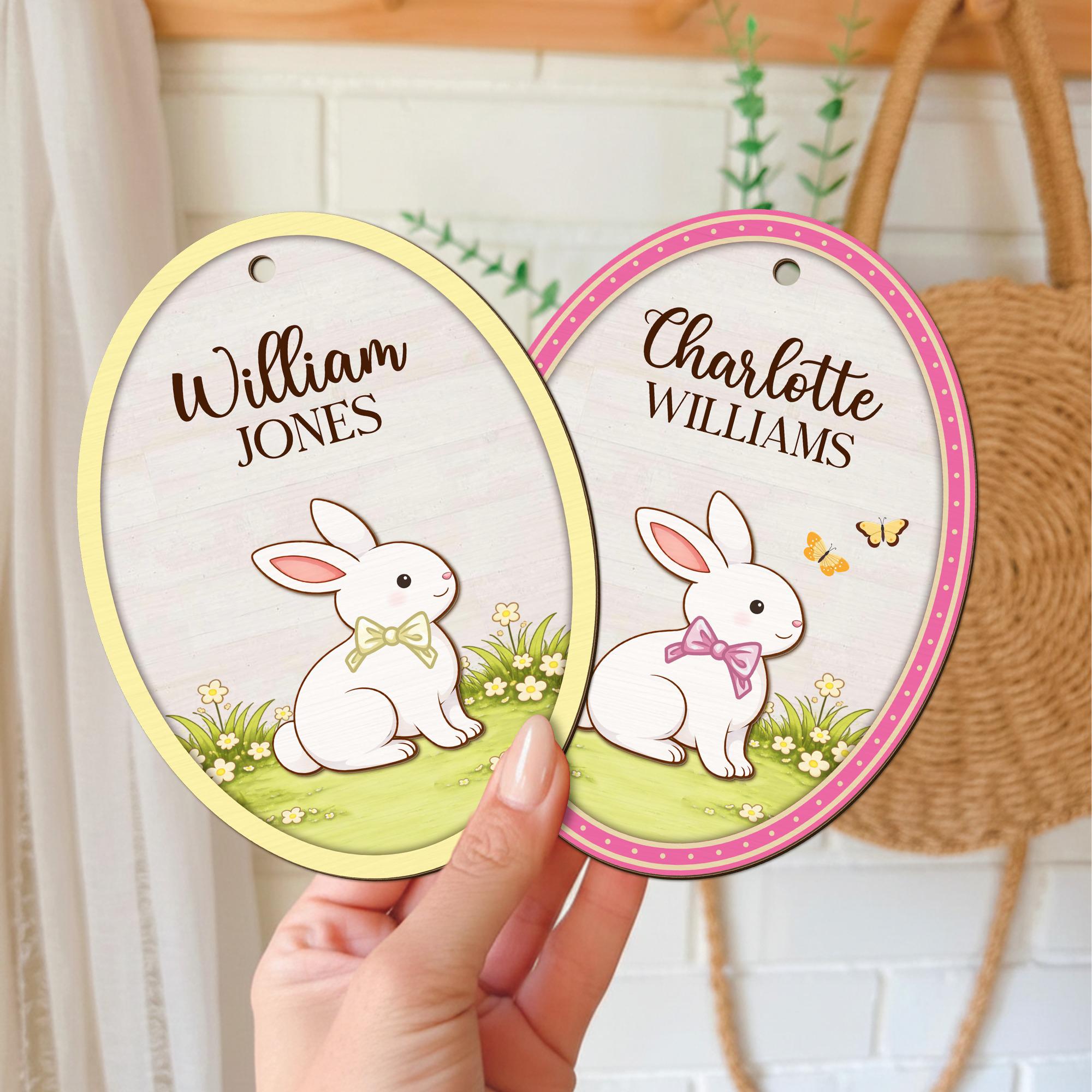 Custom Easter Name Tags_ Bunny Easter Basket Tags, Easter Gift for Boys & Girls, Bunny Goose Chick Easter Tags