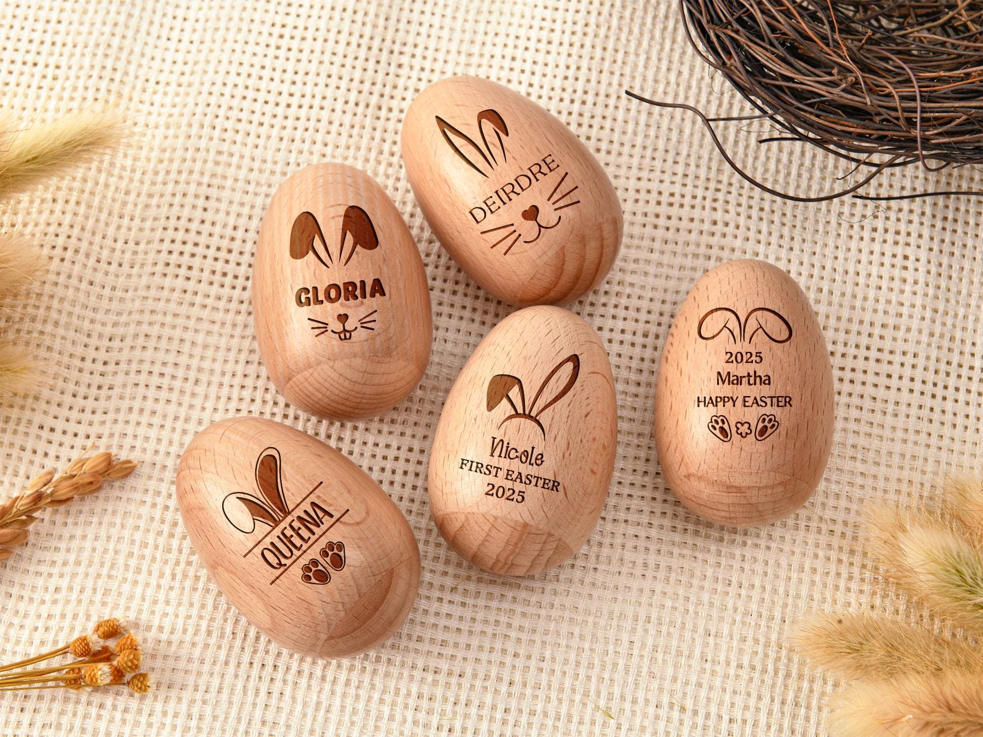 Personalized Wooden Musical Egg, Musical Wooden Easter Egg Shakers, Custom Easter Gift, Kids Musical Instrument, Baby First Easter