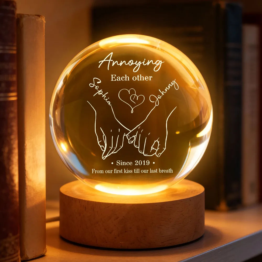 Annoying Each Other and Still Going Strong - Personalized Crystal Ball , Phase Print, Valentines Day Wedding Anniversary Gift For Couple