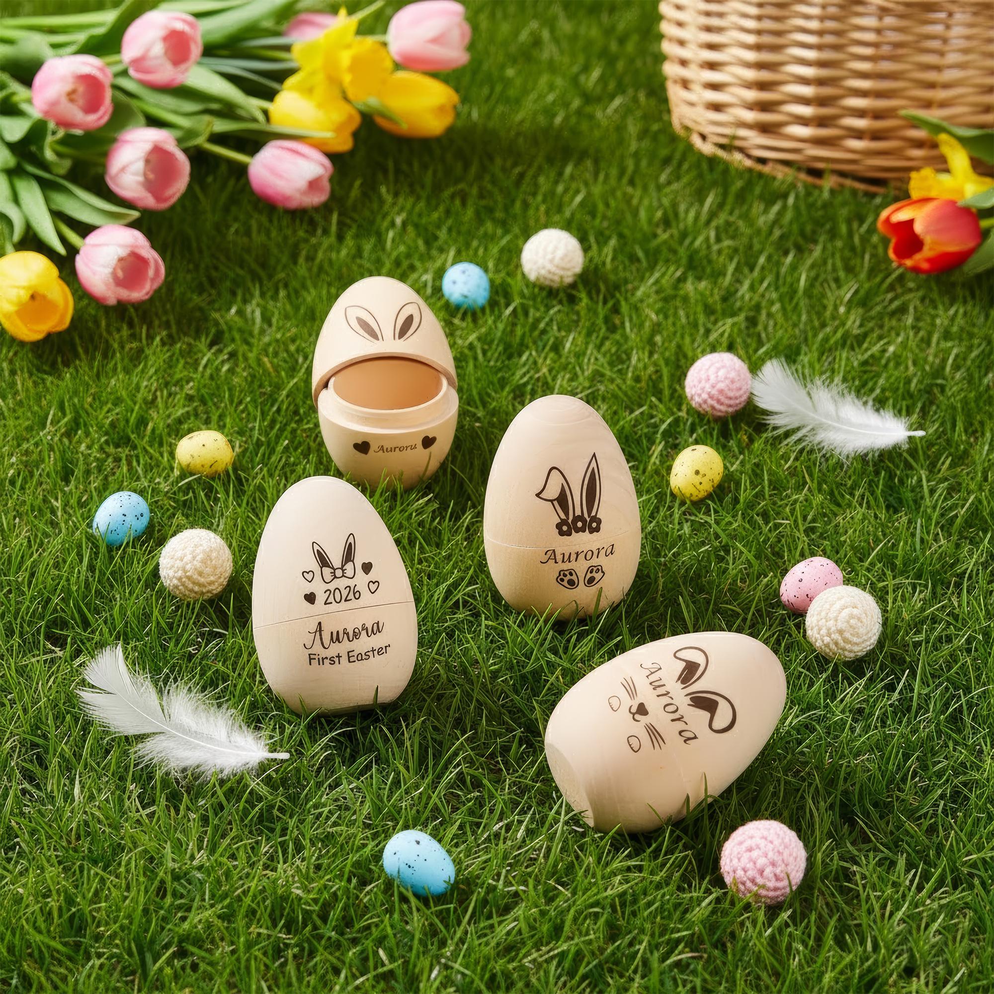 Personalized Wooden Easter Egg,hollow Fillable Keepsake,custom Name Easter Gift, Kids Musical Instrument, Baby First Easter, Kitchen Toy Egg