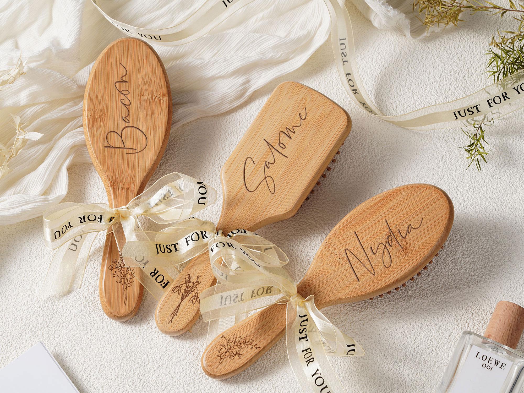 Personalized Bamboo Hair Comb, Engraved Bridesmaid Gift, Custom Wooden Hair Brush,Gift for Her,Bridesmaid Gift,Bridal Shower Gift,Custom Name Airbag Comb,Wedding Gifts