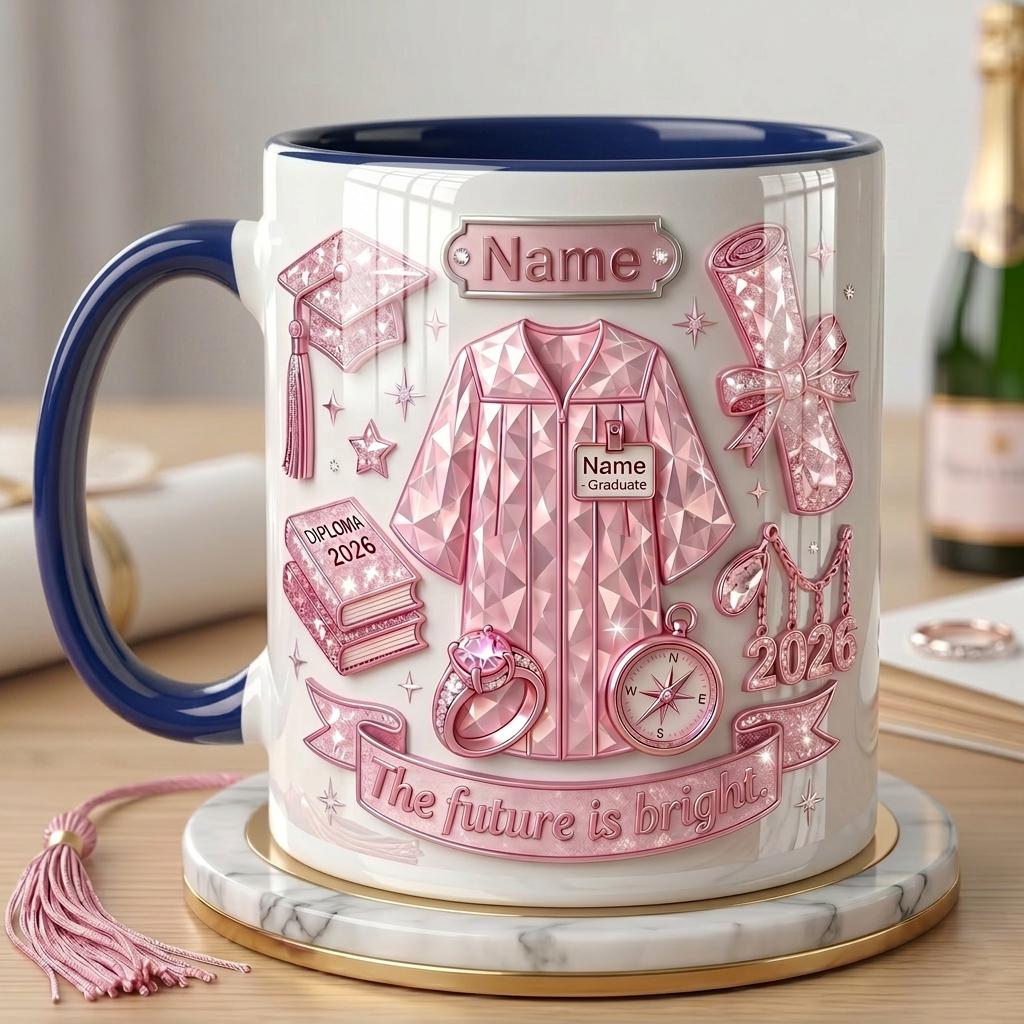 Personalized Graduation Mug Class of 2026, Faux 3D Effect Coffee Cup, Custom Senior Gift Keepsake, Graduation Party Mug
