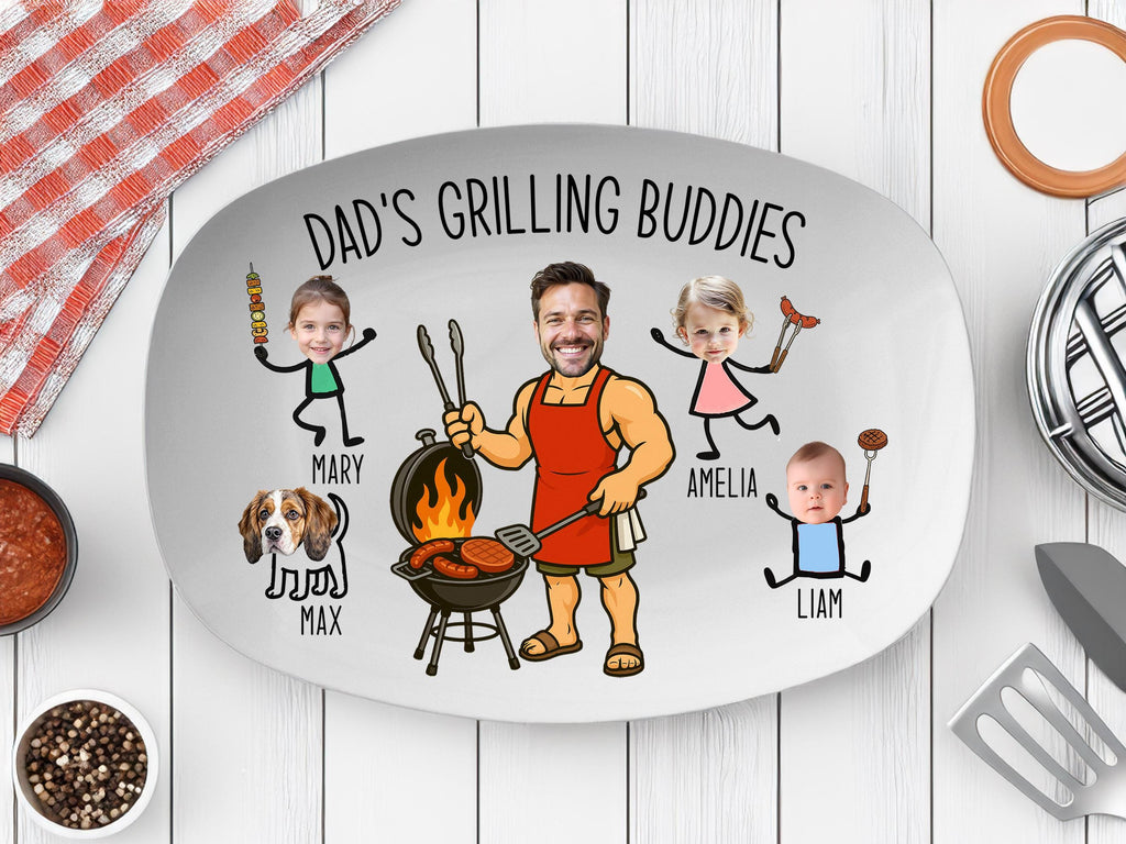 Dad’s Grilling Plate, Father’s Day Gift From Kids, Personalized Grilling Plate, Custom Grilling Plate Gift With Kids Names, BBQ Gift for Dad