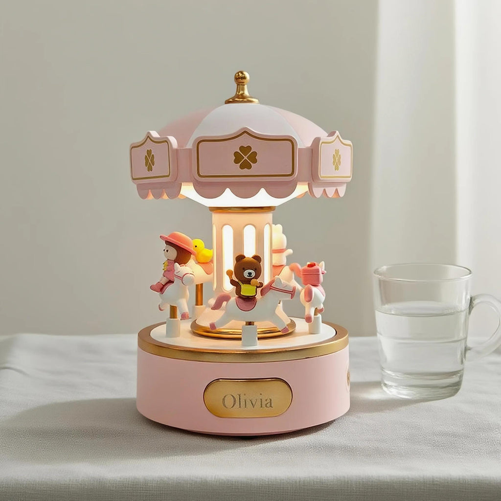 Custom Carousel Music Box With Lights – 6 Melodies – Baby Toy –personalized– Baby Girl Birthday Gifts for Kids–christmas Gift- Nursery Decor