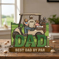 Personalized 2D Flat Golf Dad Wood Sign With Kids Names, Father's Day Gift for Dad Grandpa, Best Dad by Par Custom Wooden Golf Shelf Decor