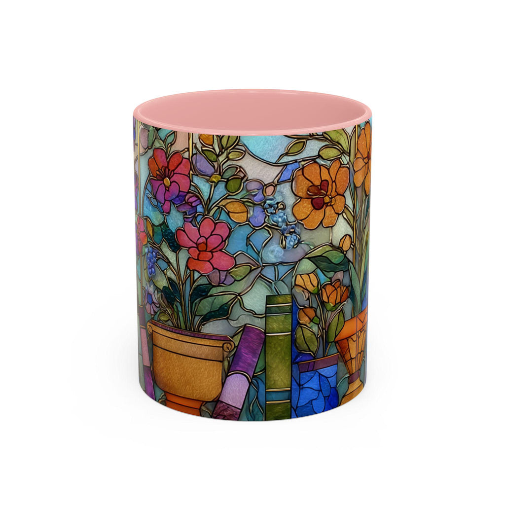 Stained Glass Floral Bookshelf Mug _ Colorful Ceramic Coffee Cup With Flowers, Modern Ceramic Mug – Elevate Your Coffee Time