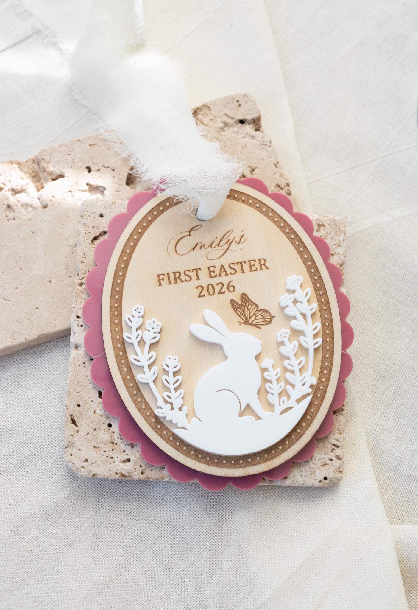 Custom Easter Basket Tag Custom Bunny Name Tag Easter Basket Name Tag Baby’s First Easter Tag Kid Gift Basket Tag Spring Decor Keepsake Tag