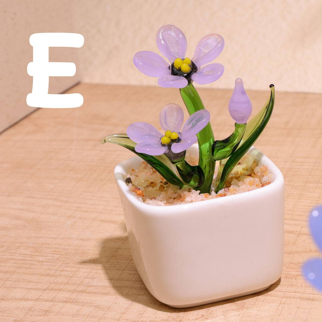 Handmade Glass Flowers,forget Me Not,glass Potted Plants,glass Myosotis,stained Glass Plants,housewarming Gift,gift for Teacher