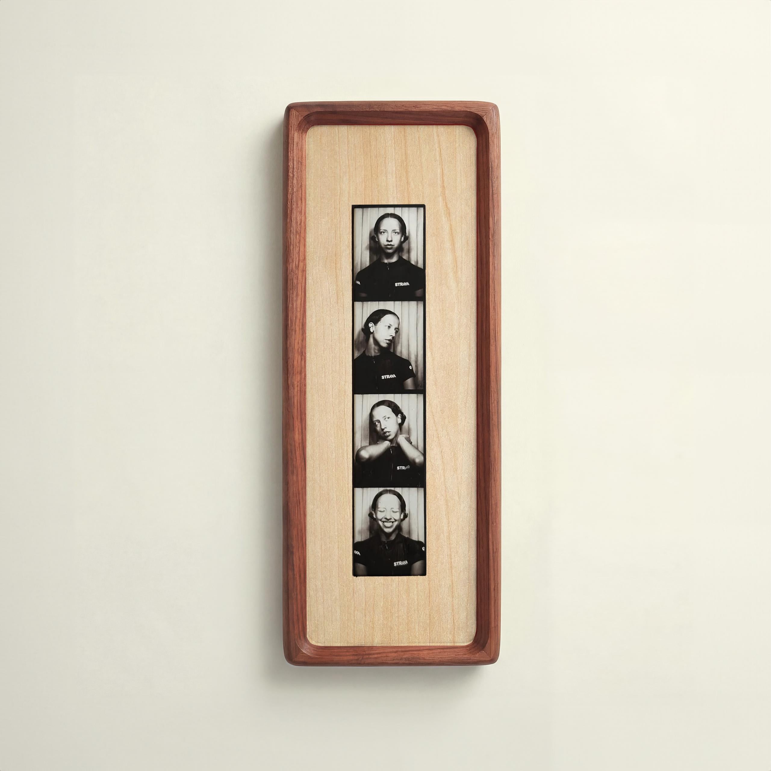 Photobooth Frame for Photo Strip Prints: Elongated Solid Wood Picture Frame with Coloured Mount, Ready to Hang for photoautomat print 2