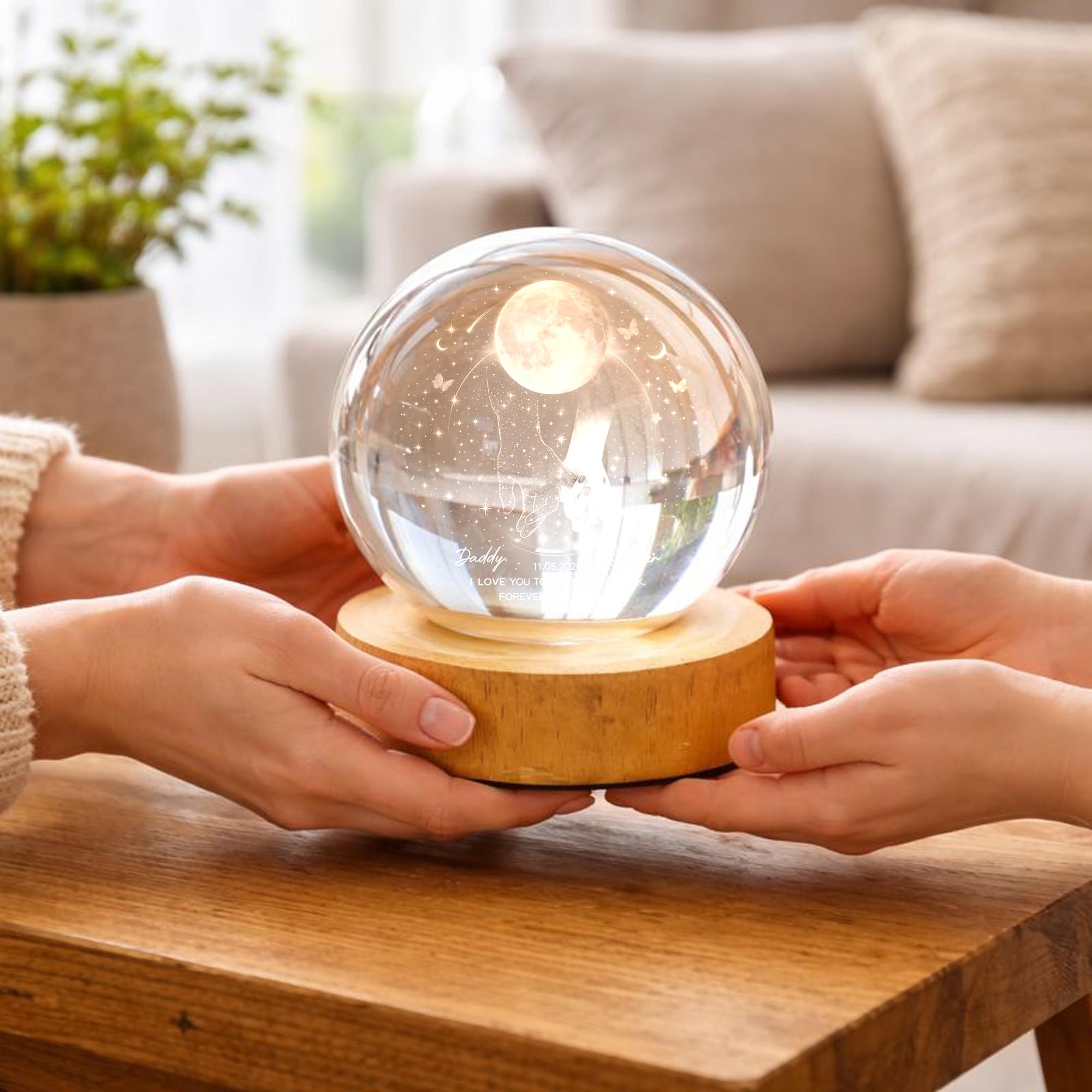 Our Moon Special Date Personalized Crystal Ball Night Light, Custom Moon Phase LED Lamp, Valentine Gift for Couple, Wedding Anniversary Gift