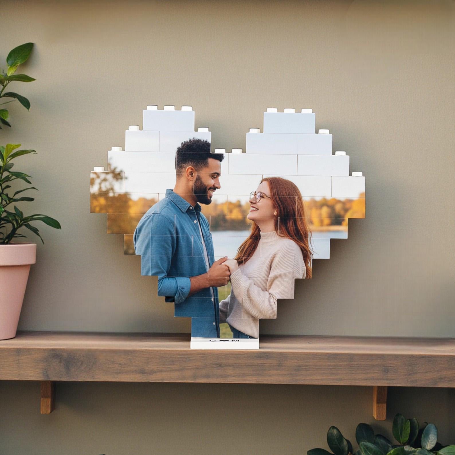 Personalized Valentine's Day Gift for Him or Her_ Custom Photo Building Block Heart