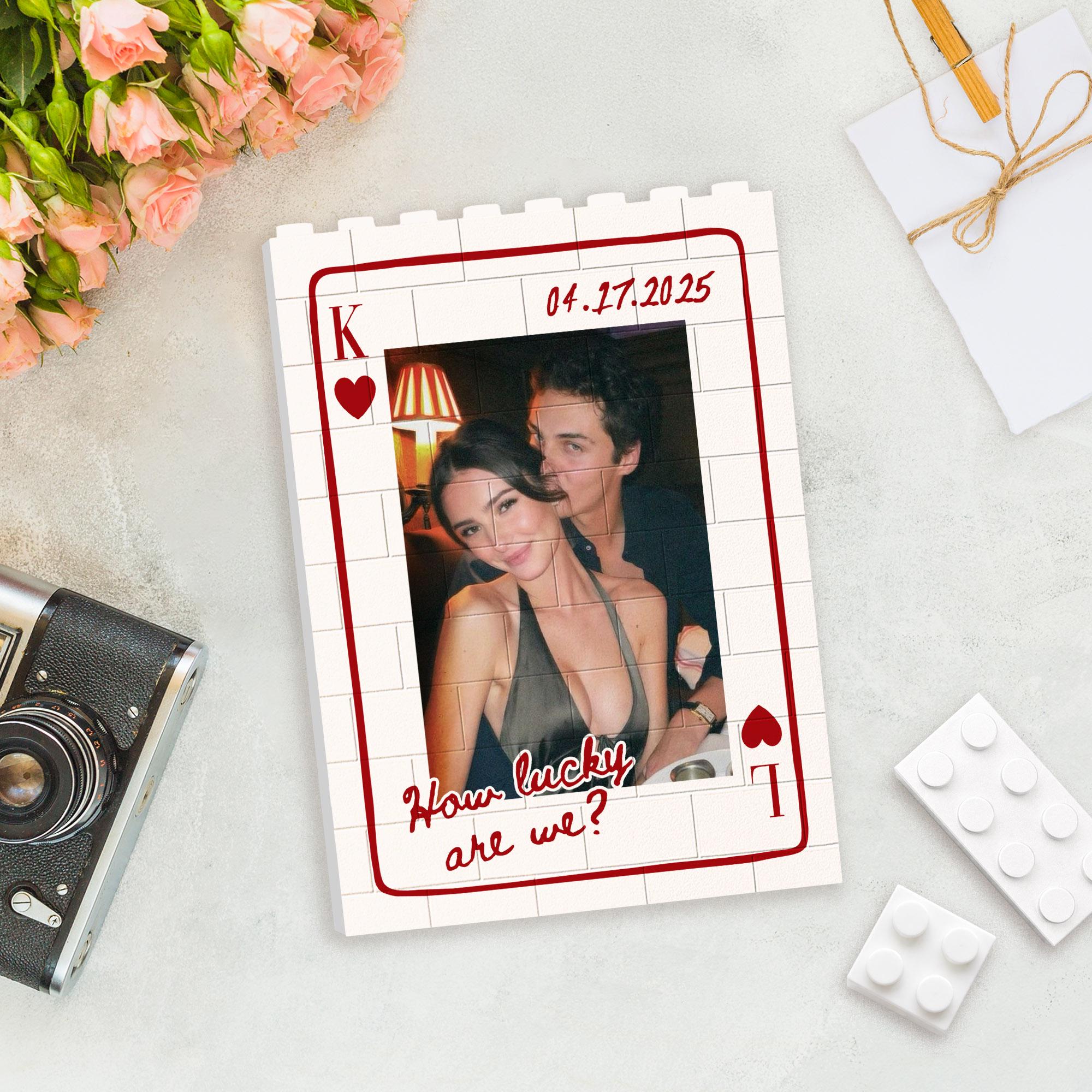 Custom Photo Building Block_ Couple Playing Card Puzzle Blocks, Valentines Day Gifts for Boyfriend, Anniversary Gifts, Romantic Home Decor