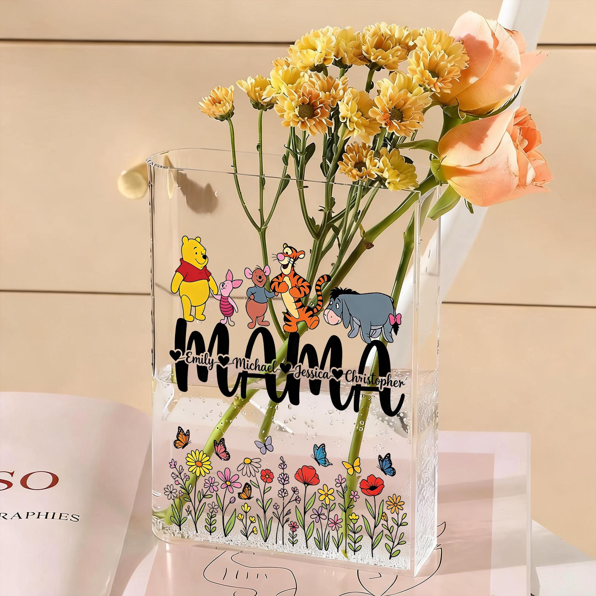 Winnie the Pooh Book Vase, Hundred Acre Wood Nursery Decor, Baby Shower Gift Idea, Clear Acrylic Book Shaped Vase, Storybook Flower Holder
