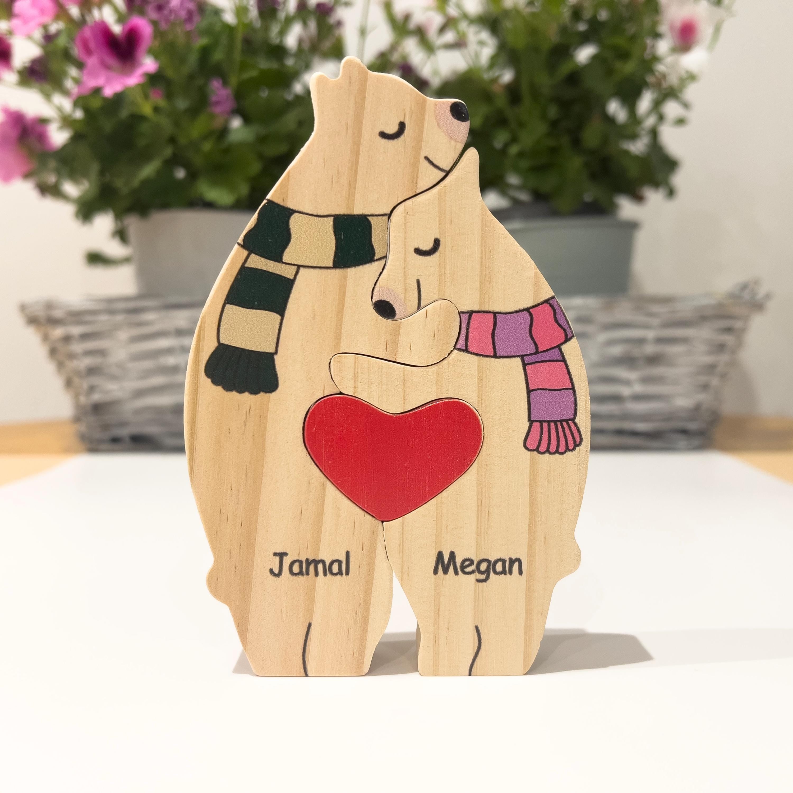 Custom Christmas Gifts, Wooden Bear Family Puzzle, Home Decor, Custom Family Gift, Baby Shower Gift, Birthday Wedding Gifts, Gifts for Mom
