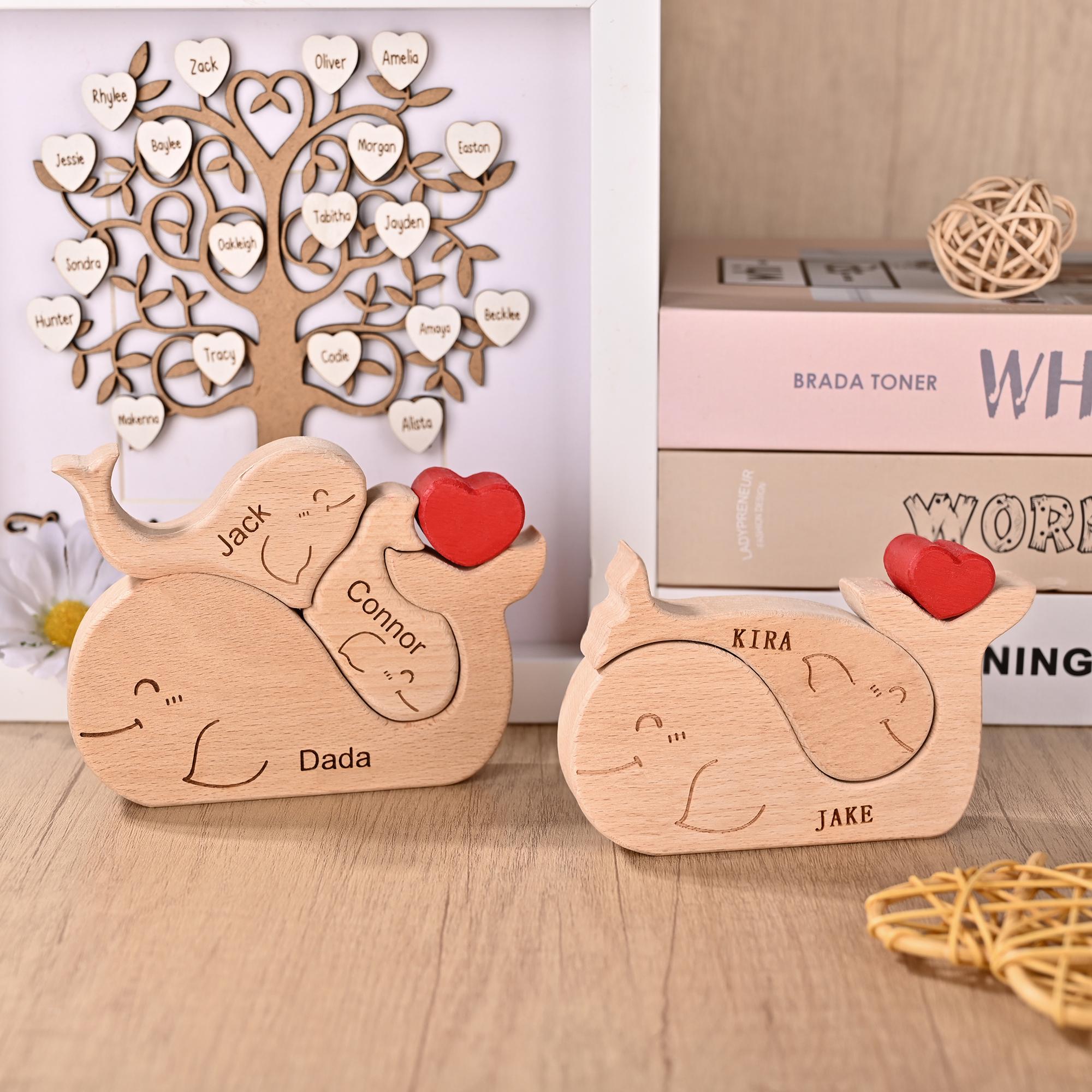 Wooden Whale Family Puzzle 2-5, We Are One Family Keepsake, Christmas Gift for Mum, Whale Puzzle Decor, Couple Anniversary Present