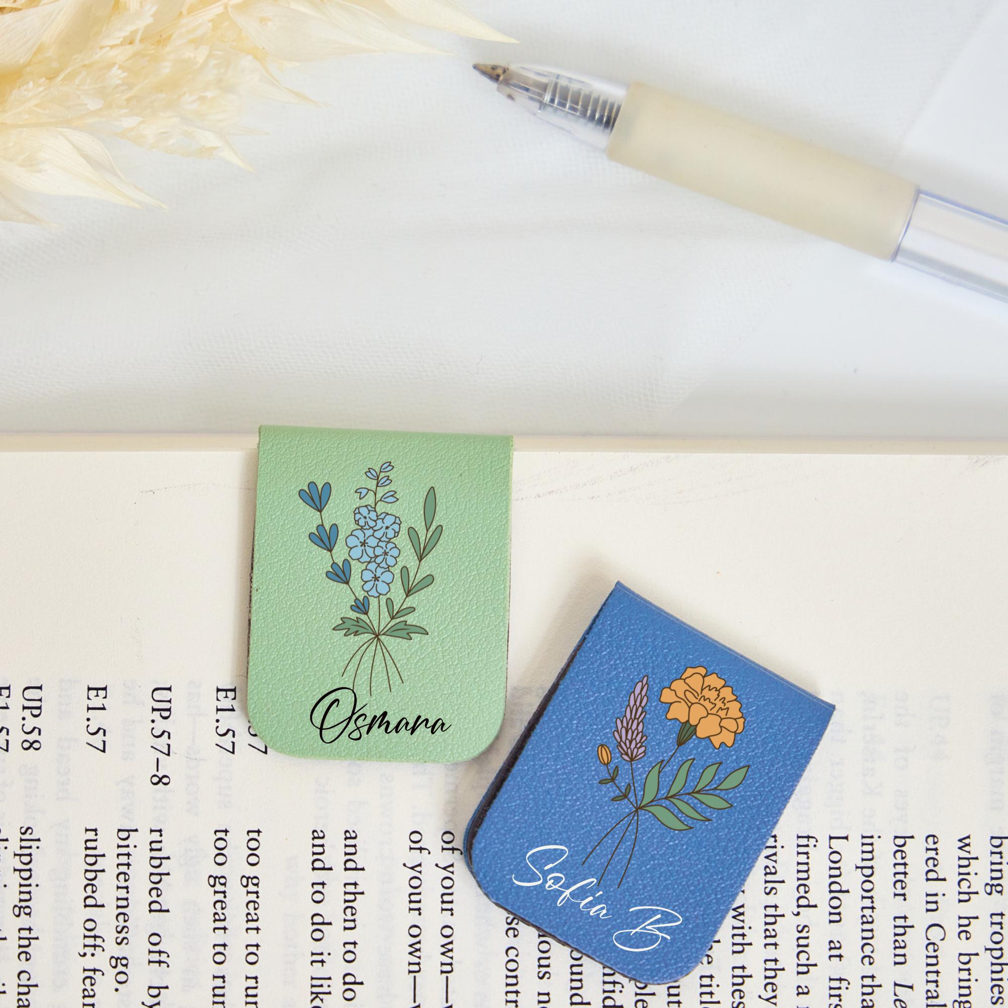 Personalized Leather Bookmark,custom Birth Month Flower With Name for Book Lovers,ideal Bookmark Gifts for Her,bridesmaid Gift,wedding Gift