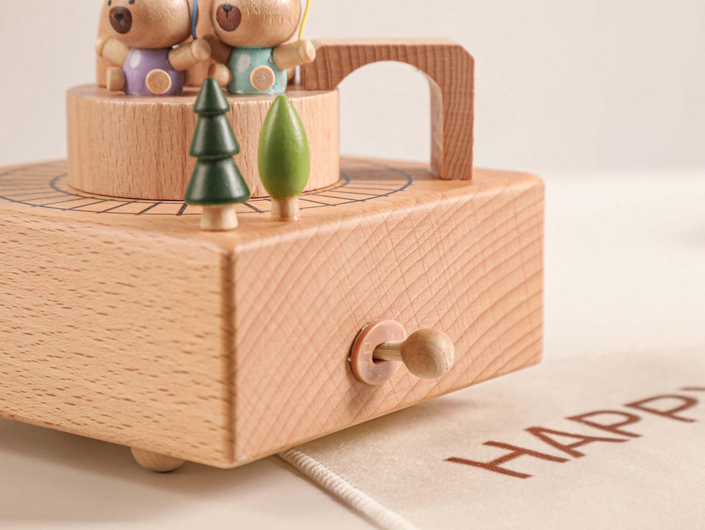 Bear Paradise Train Birthday Music Box, Custom Wooden Handmade Music Box, 1st Birthday, Personalised Music Box Gift, Newborn Gift, Christmas