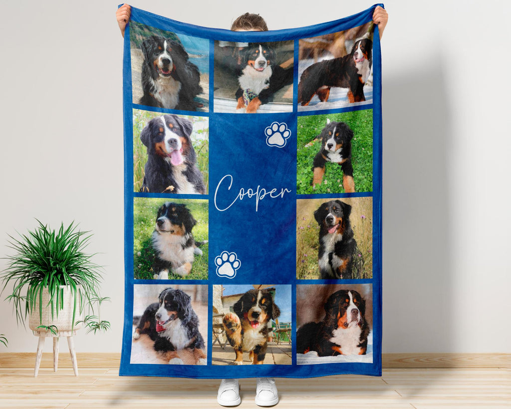 Custom Dog Cat Picture Bedding Blanket With Text, Personalized Pet Blanket Using Pet Photo, Keepsake Gift for Dog Cat Lovers