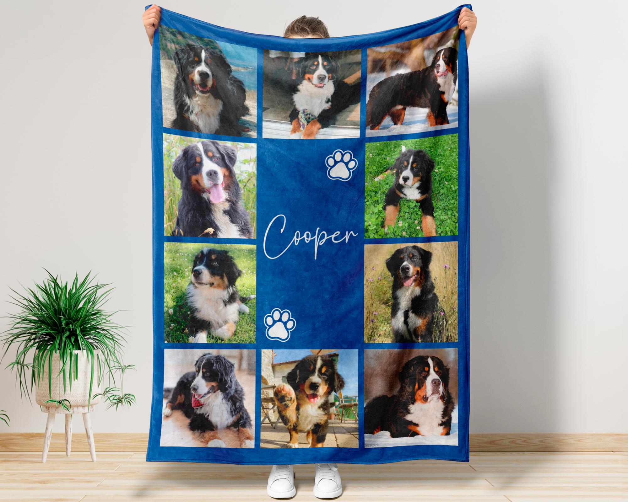 Custom Dog Cat Picture Bedding Blanket With Text, Personalized Pet Blanket Using Pet Photo, Keepsake Gift for Dog Cat Lovers