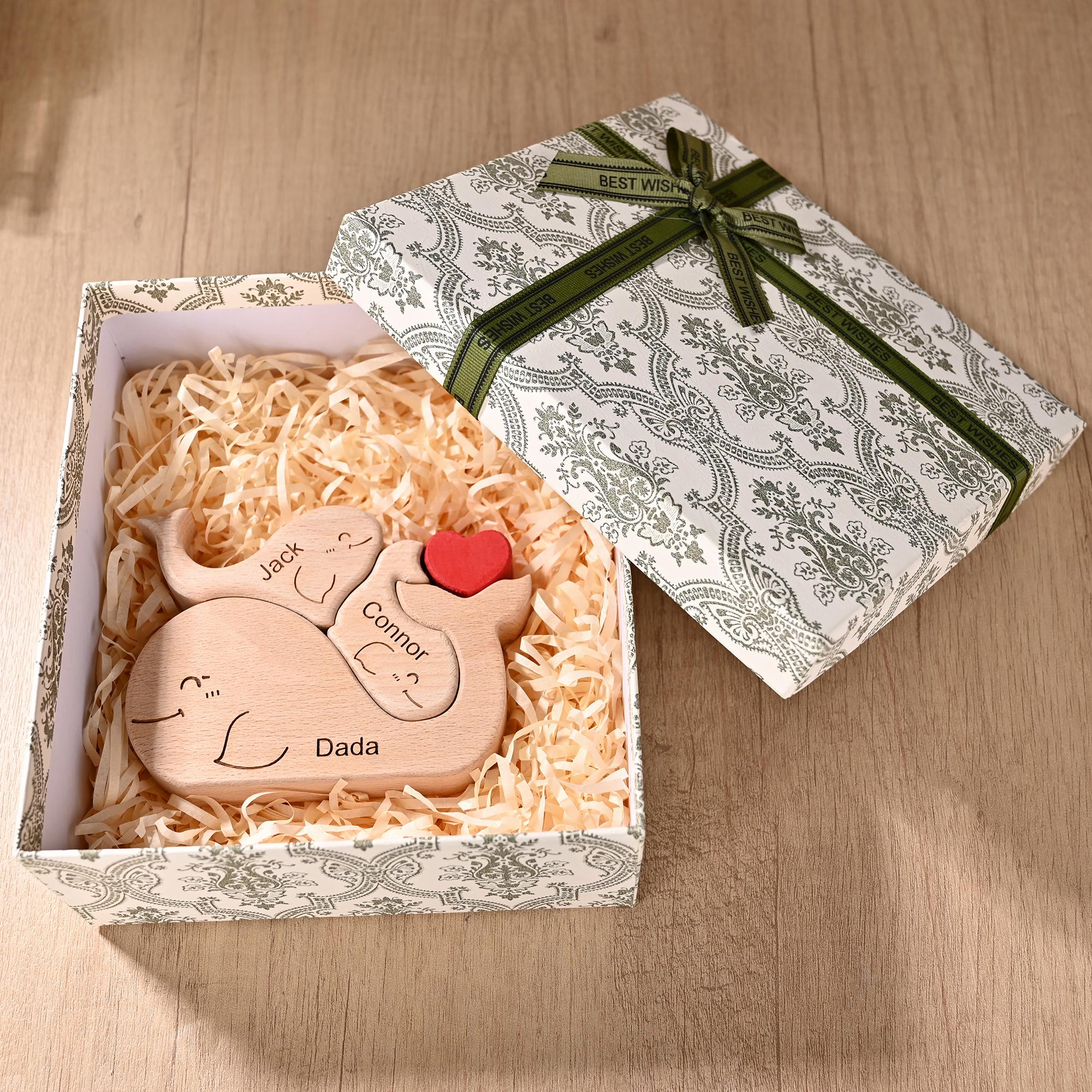 Wooden Whale Family Puzzle 2-5, We Are One Family Keepsake, Christmas Gift for Mum, Whale Puzzle Decor, Couple Anniversary Present