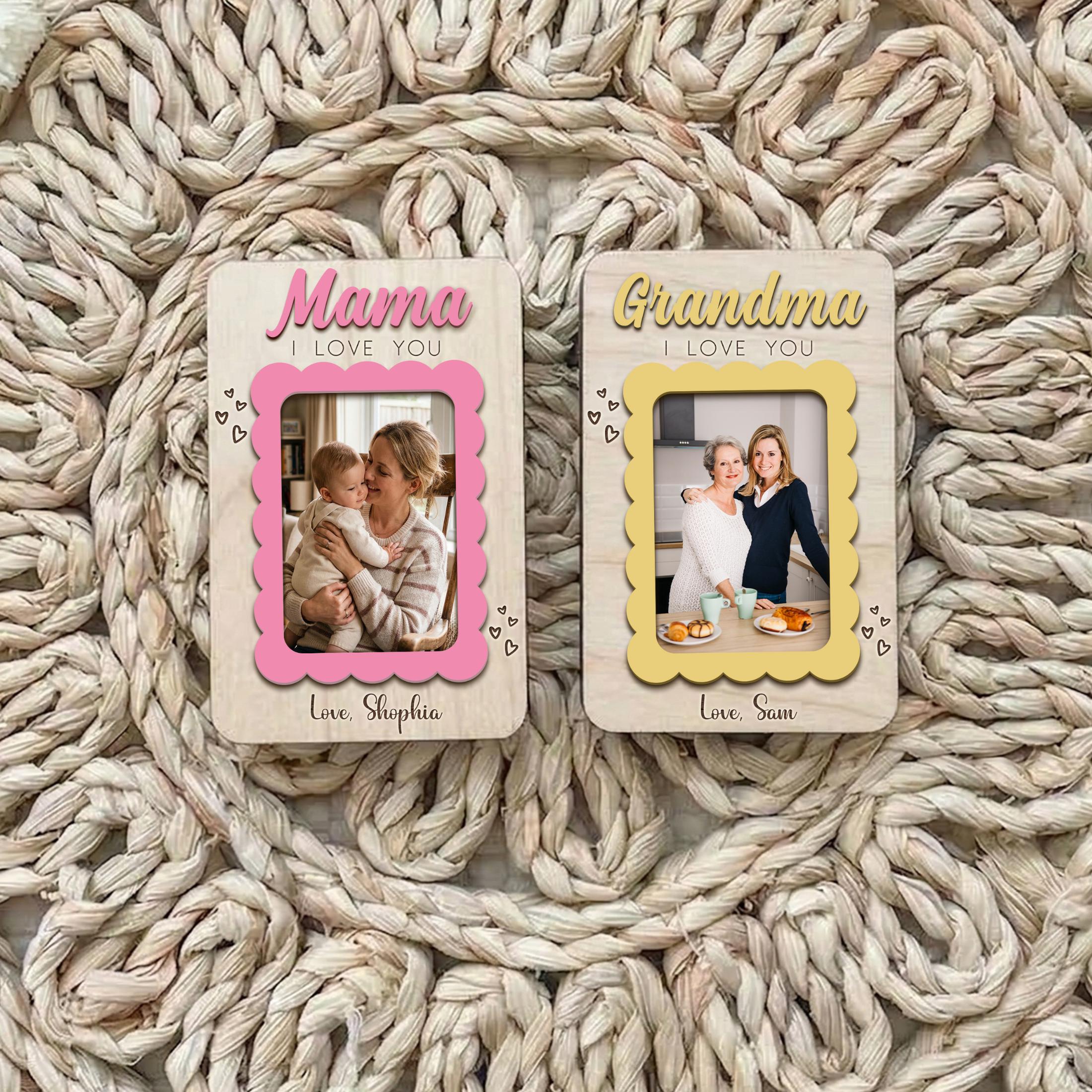 Custom Photo Magnet for Mom &grandma, Custom Wood Picture Frame, Mother's Day Gift From Kid, Kids Photo Gift, Mother’s Day Family Keepsake