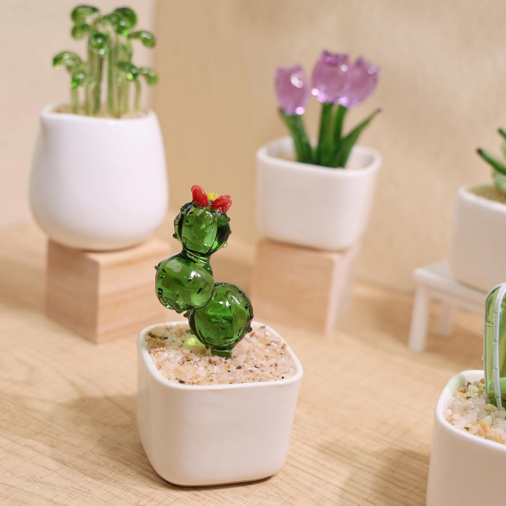 Handmade Glass Cactus and Succulents,glass Potted Plants,glass Lotus Leaf,stained Glass Plants,housewarming Gift,gift for Teacher,home Decor