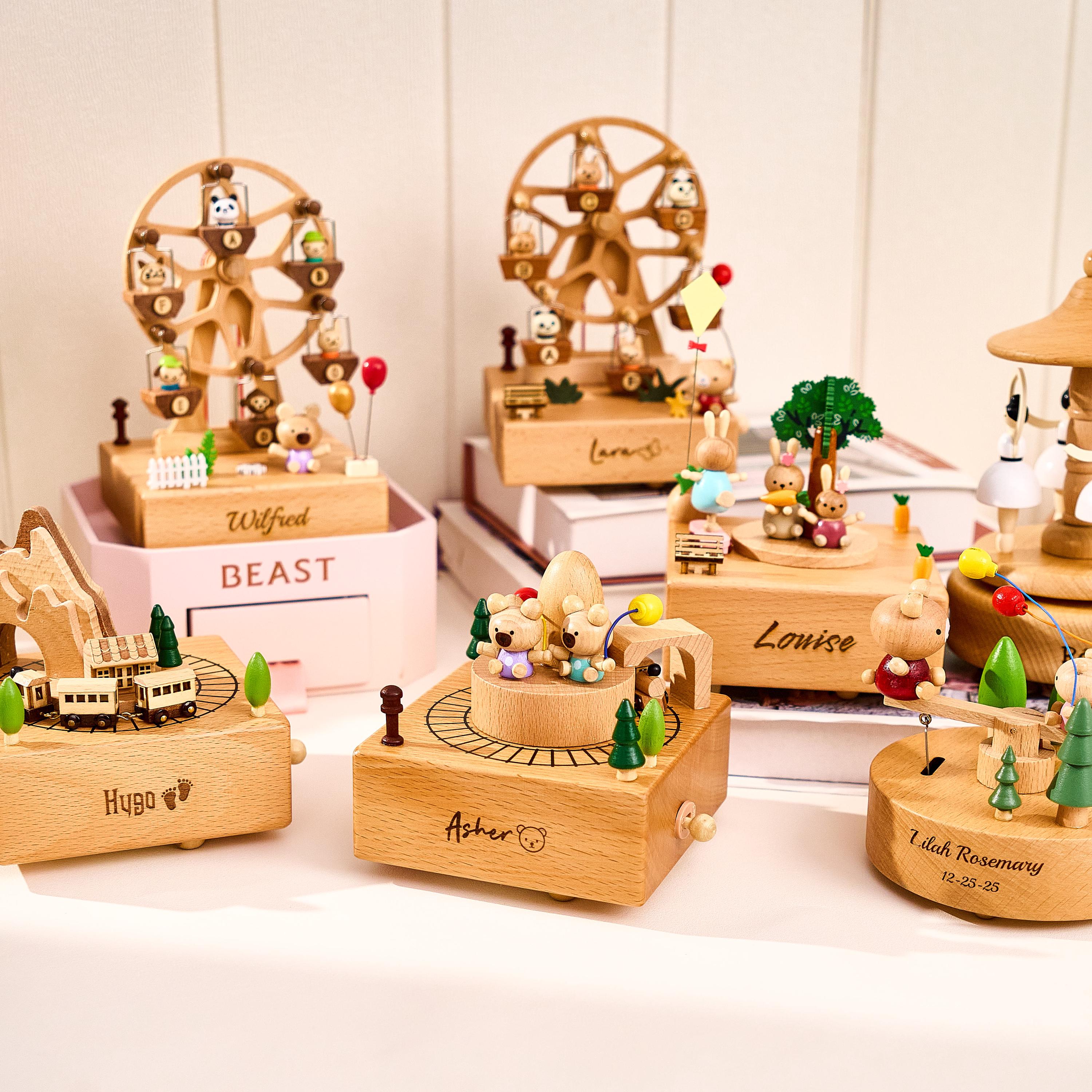 Personalized Wooden Music Box，Engraved Name Music Box For Kids，Wooden Ballerina Music Box，Baby Shower Gift,Newborn Gift,Christmas gift