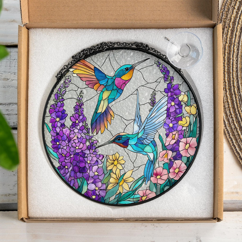 Hummingbird Glass Suncatcher,hummingbird Window Hanging,bird Memorial Suncatcher,bird Glass Art,gift for Mom or Grandma,sympathy Memory Gift