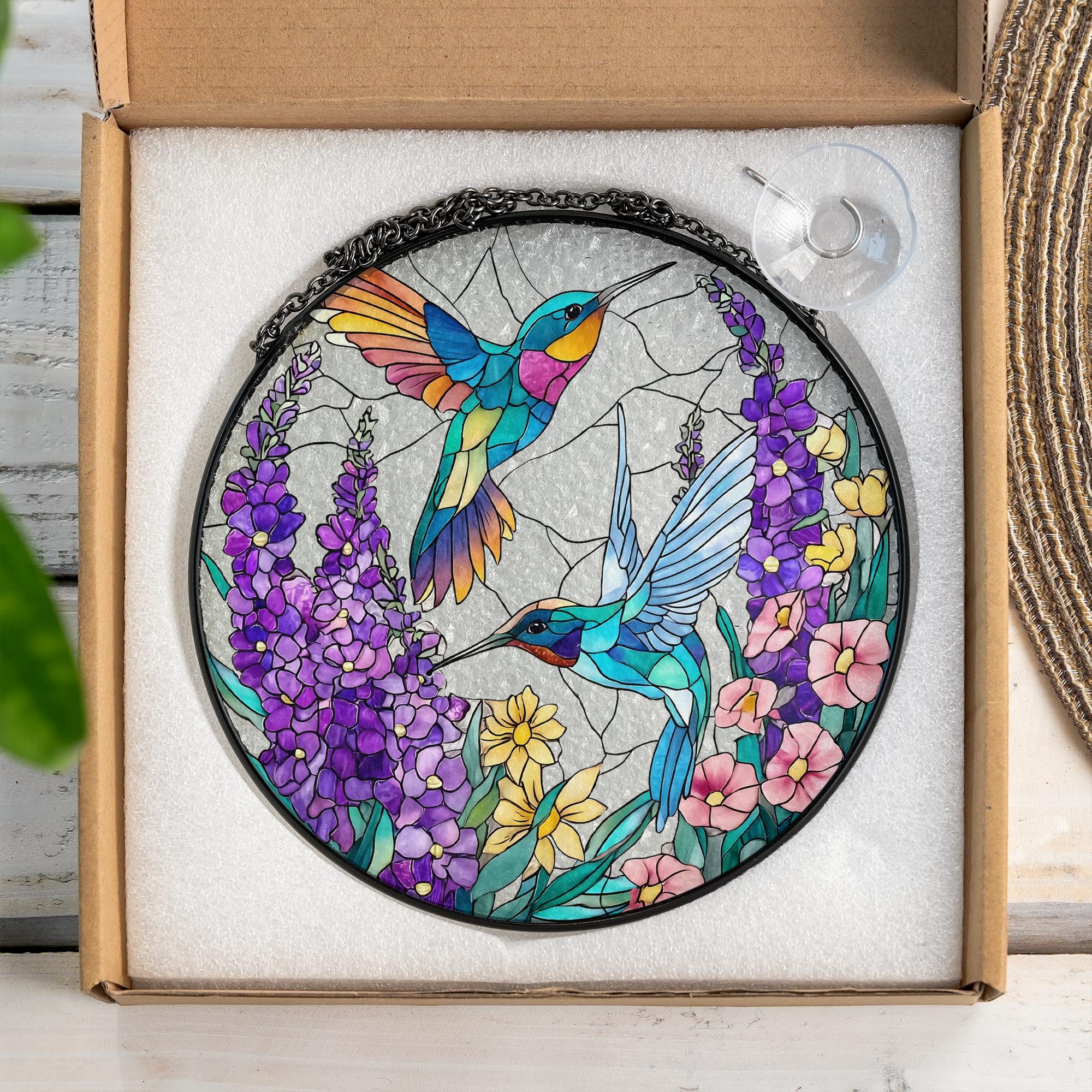 Hummingbird Glass Suncatcher,hummingbird Window Hanging,bird Memorial Suncatcher,bird Glass Art,gift for Mom or Grandma,sympathy Memory Gift