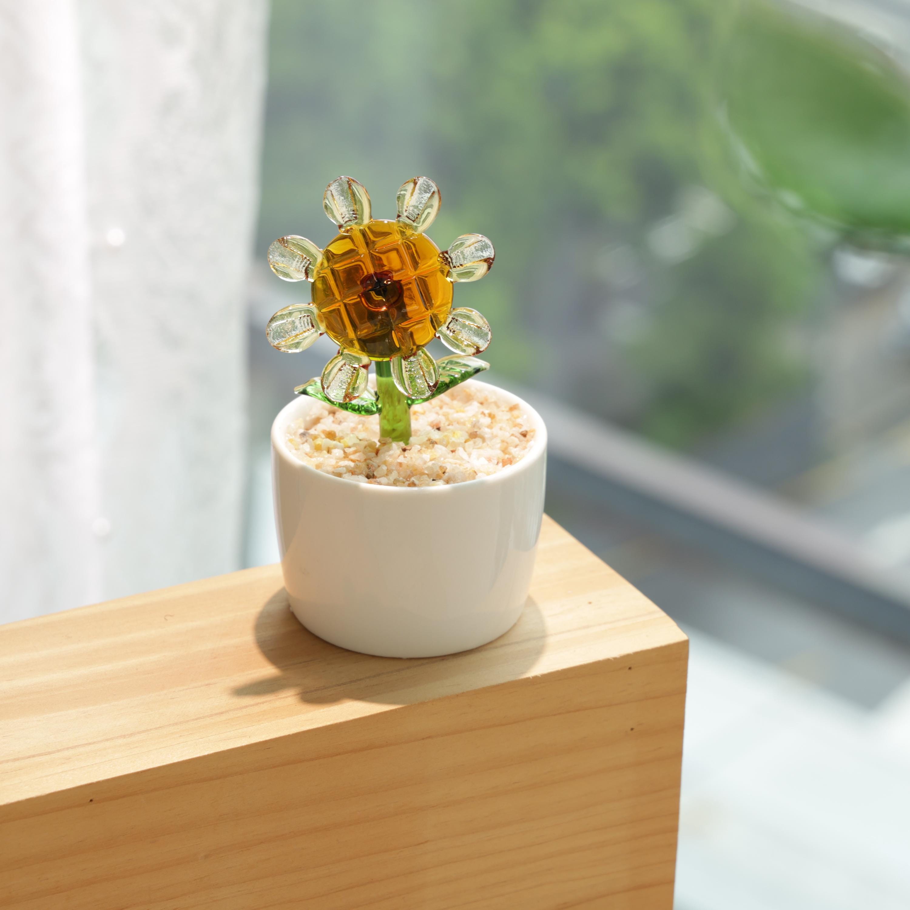 Hand Blown Glass Potted Plants - Glass Potted Birth Flowers, Stained Glass Plants, Housewarming Gift, Gift for Teacher, Home Decor