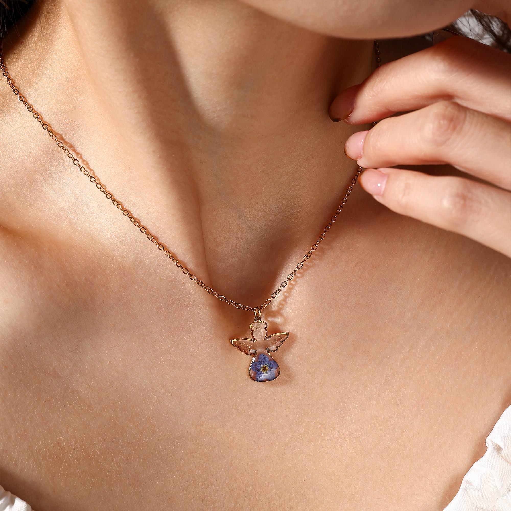 Guardian Angel Forget Me Not Necklace, Handmade Memorial Jewelry, Baby Loss, Grieving Mom Gift, Pregnancy Loss, Miscarriage Gift for Her