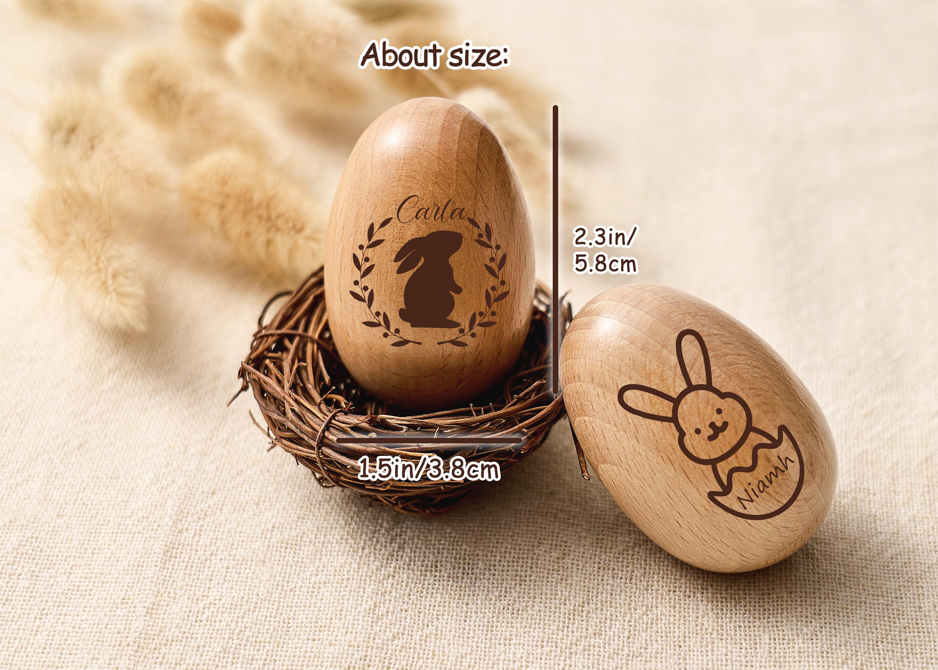 Engraved Name Easter Easter Egg Shakers, Personalized Wooden Egg Rattle, Kids Musical Instrument, Easter Egg Hunt Gifts, Baby First Easter