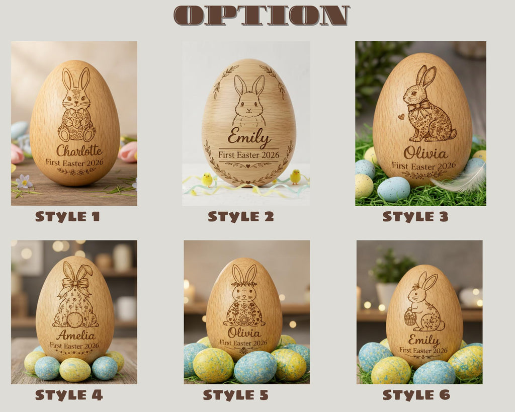 Personalized Musical Wooden Easter Egg Shakers, Custom Egg Cups, Engraved Egg Shaker Kids, Easter Gifts, Baby First Easter