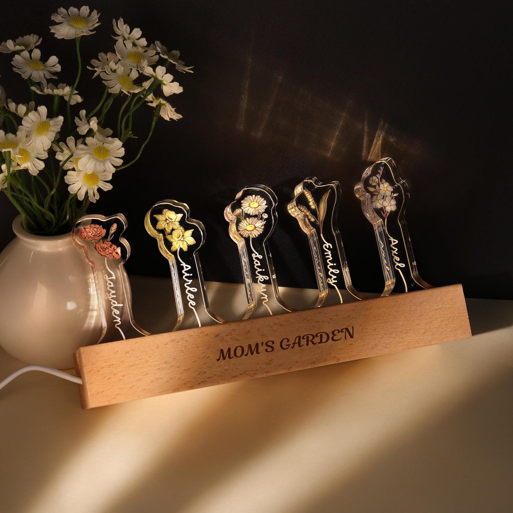 Custom Grandma's Garden LED Light,birth Month Flowers Night Light Gift for Nana,mom Gift From Daughter,gift for Mom,birthday Gifts for Her