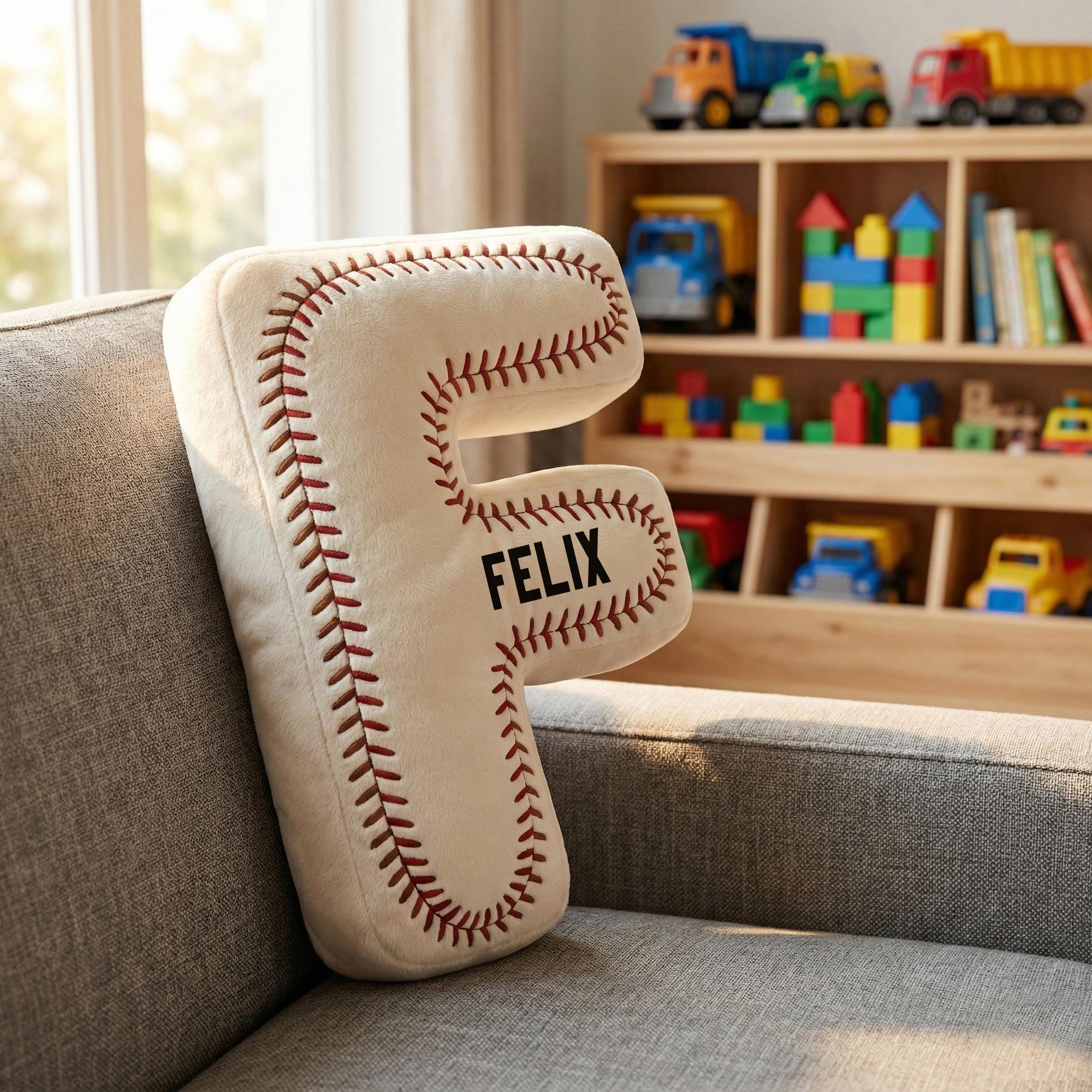 Personalized Baseball Lover Gift, Custom Name Baseball Pillow, Baseball Name Pillow, Baseball Kids Gift, Fan Gift, Flat Printed Design