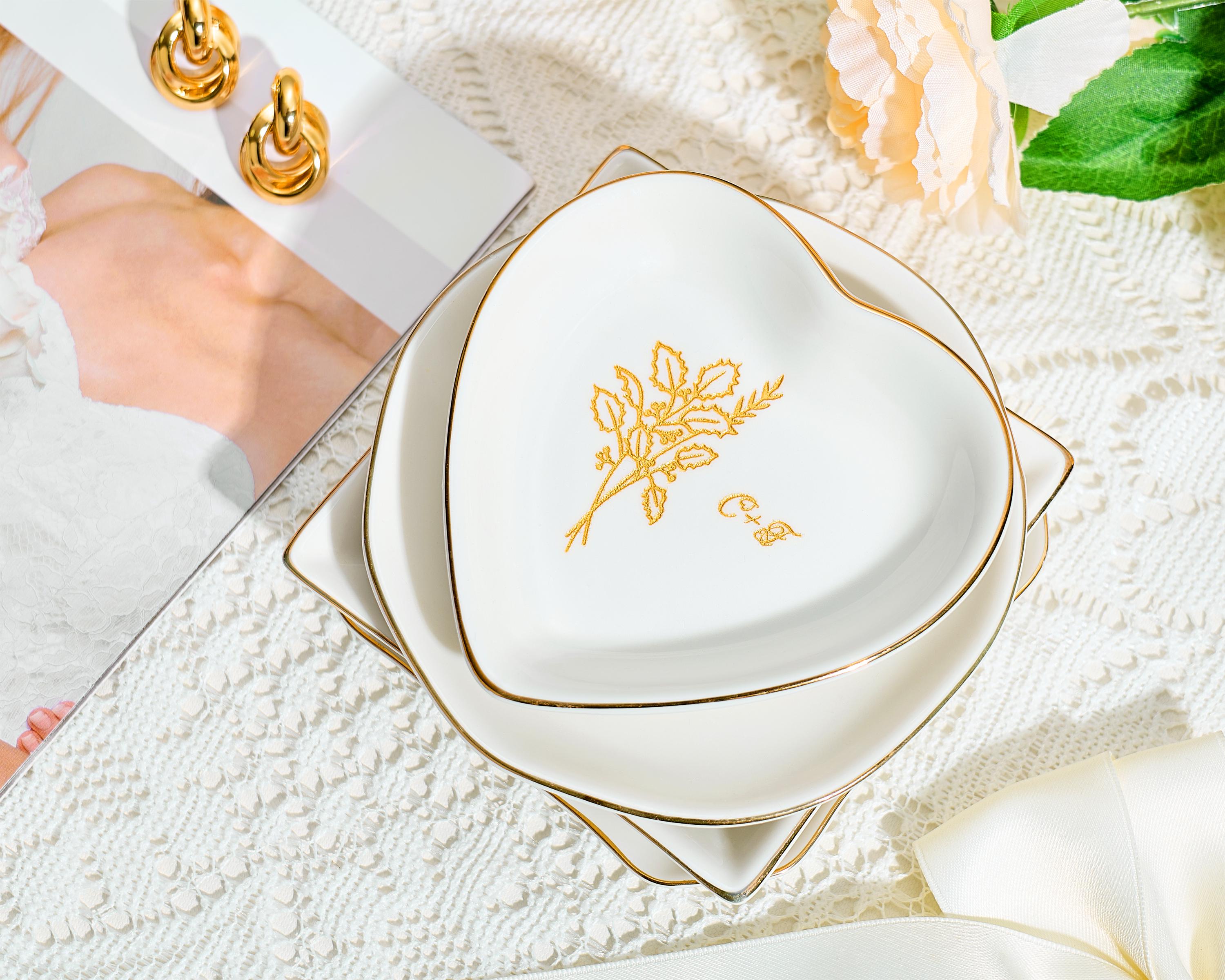 Engraved Ceramic Jewelry Dish, Custom Initial Ring Tray, Bridesmaid Proposal, Wedding, Graduation Gift for Mom