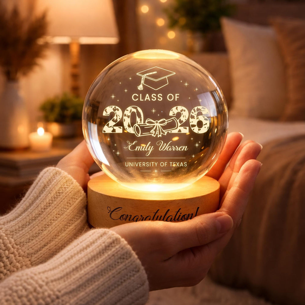Custom Graduation Gift,class of 2026 Crystal Ball Night Light,senior 2026 Gift,highschool College Graduation Gift for Senior,bestie,daughter