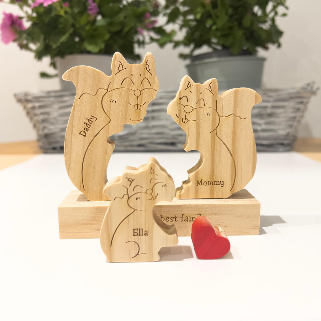 Wooden Squirrel Family Puzzle, Custom Family Gift, Graduation Gift, Housewarming Gift, Baby Shower Gift, Home Decor, Gift for Kids, Baptism